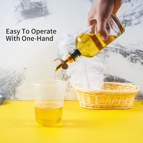 4 Lubise Pcs Olive Oil Dispenser Bottle Spout, Speed Liquor Pour Spout with Flip Top, Stainless Steel Auto Pour Spouts