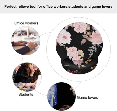 MOSISO Mouse Pad with Wrist Rest Support - Peony Ergonomic Non-Slip Base for Home/Office Pain Relief