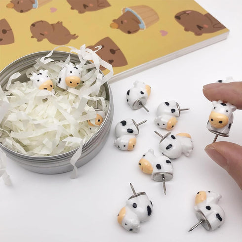 Pack of 20 Cute Cow Decorative Push Pins, Animal Thumbtacks for Photo Wall and Office Board