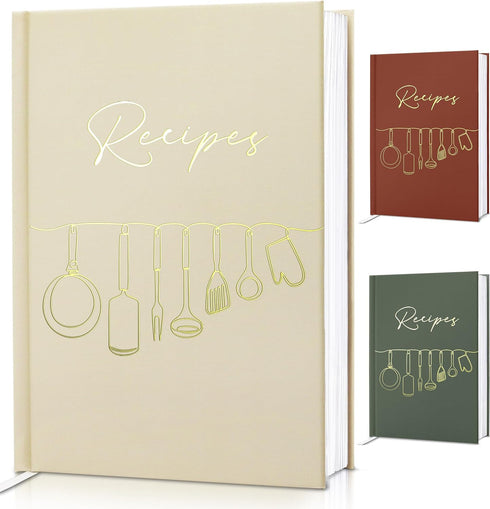 Blank Recipe Book to Write in Your Own Recipes, 8.5" x 11" Holds 140 Recipes (Oat)
