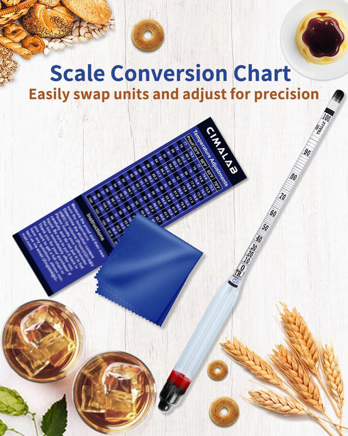 Hydrometer Alcohol Meter, 0-200 Proof and Tralle Alcohol Tester for Liquor, Moonshine, Spirits