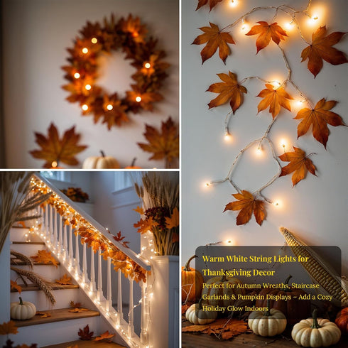 Etinga 200 66ft 8 200 66ft) LED String Lights Warm White, Plug in Fairy Lights with Lighting Modes, Indoor Outdoor