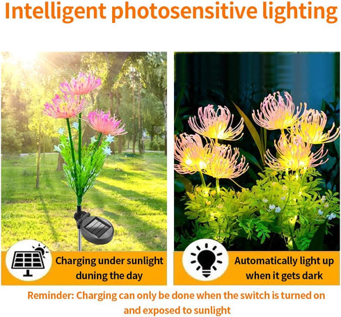 2 Packs of LED Solar Flower Decorative Lights, 2-Mode Outdoor Courtyard Atmosphere Lights, Wireless Waterproof Garden