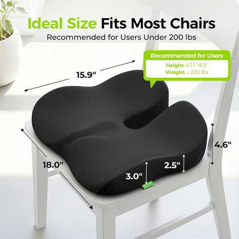 Tailbone AUVON Gel Seat Cushion for Office Chairs, Ergonomic Memory Foam Chair Cushions for Long-Sitting Support