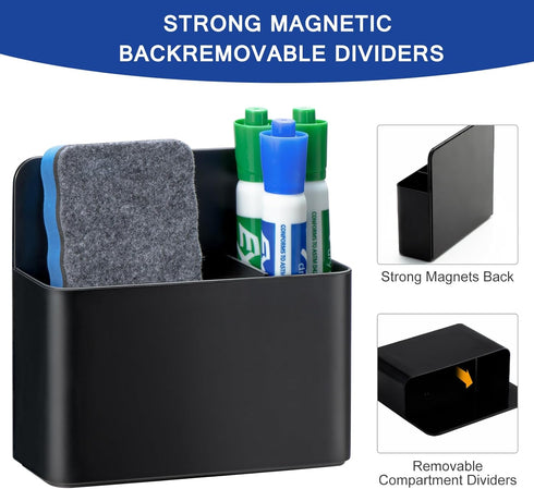 Simetufy Magnetic Dry Erase Marker Holder, Whiteboard Marker Holder, Magnetic Pen Holder, Magnetic Marker Holder for Fridge, Whiteboard, Locker, Magnetic Cup for Dry Erase Board, 2 Pack, Black by Simetufy