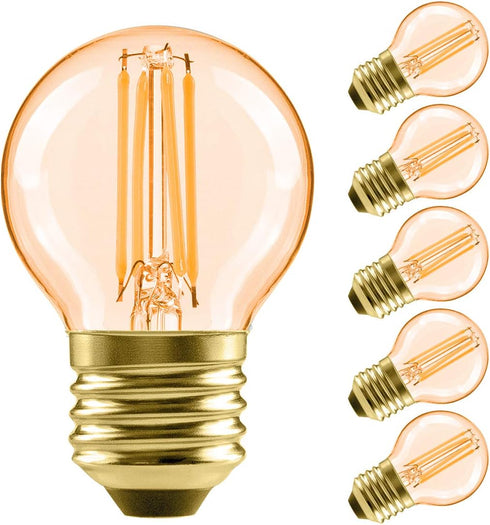 LVWIT G14 LED Filament Globe Bulb 5.5W (40W Equivalent), Dimmable 2500K Warm White E26 Screw Base, Decorative Edison