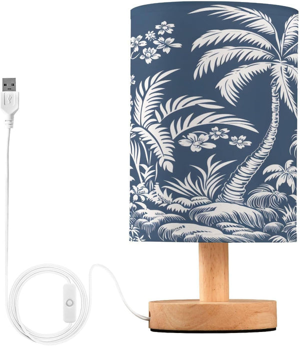 ALAZA Bedside Table Lamp for Bedroom Tropical Palm Tree Nightstand LED Light