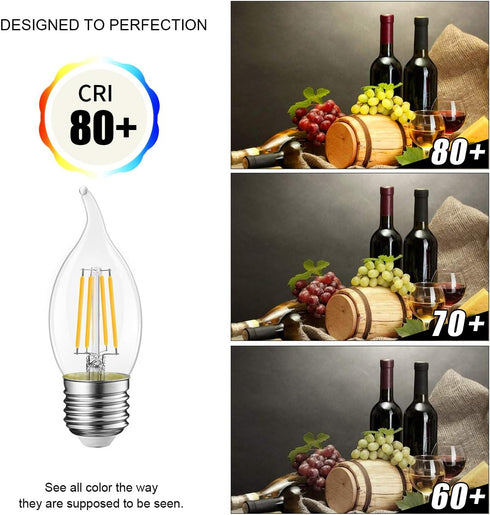 Bulb E26 Dimmable 4.5W (60W B11 Bulb2700K 12-Pack LVWIT Flame Tip LED Filament Candelabra Base Equivalent) Chandelier