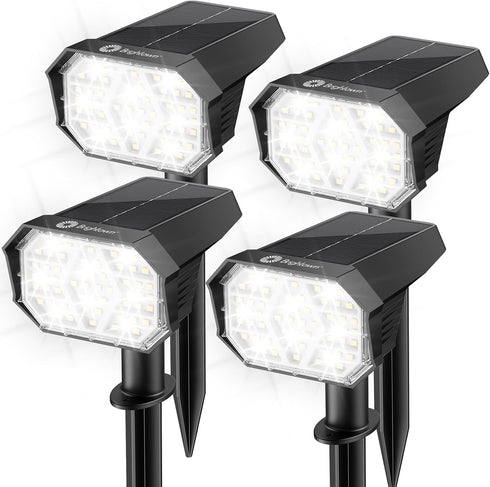 4Pack 58 1800mAh, IP67 3 2-in-1 Brightown Solar Spot Lights Outdoor with LED & Solar Lights Outdoor Waterproof