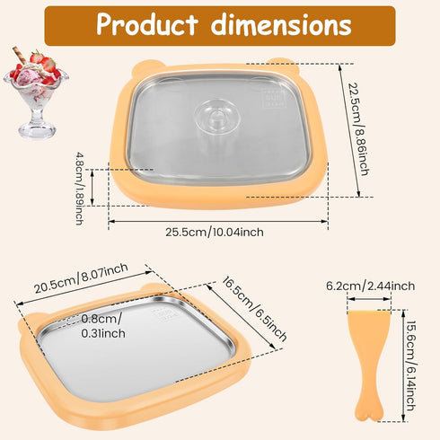 Hevtsde 2 Frozen Rolled Maker Portable Stainless Steel Instant Pan Roll Maker with Spatula and Lid for Homemade Gelato
