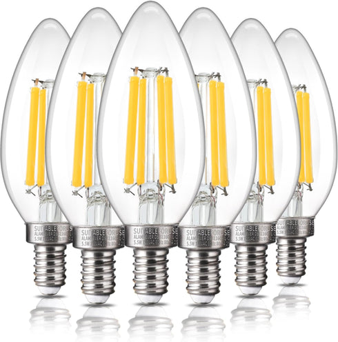 ALAMPEVER 6 Pack Chandelier Light Bulbs 100 Watt Equivalent, 800LM Bright Dimmable
