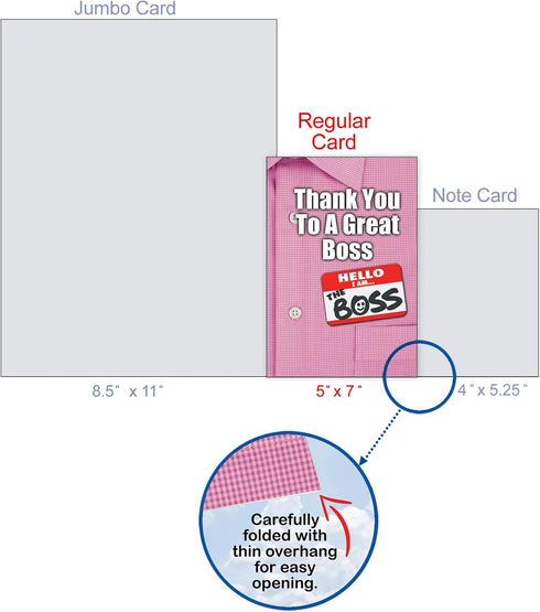 The Best Card Company Boss Thank You Greeting Card with 5 x 7 Inch Envelope, Co-Worker Thank You