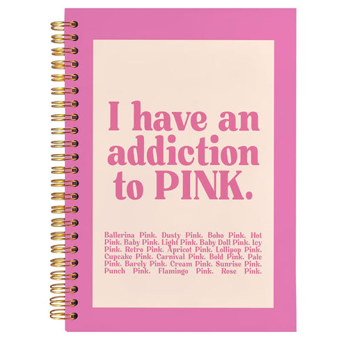 BearCake Preppy Pink Notebook, Pink Journal, Aesthetic Office Supplies, Hardcover Spiral Notebook 5.5x8.3, Desk