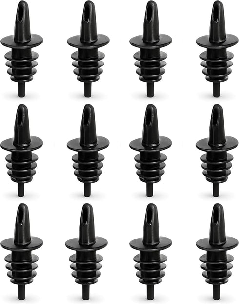 EHOMEA2Z Shaved Ice Pourers 12 Pack, Ideal for Snow Cone Syrup Bottles, Shaved Ice Syrups, Free Flow Pourers (Black)