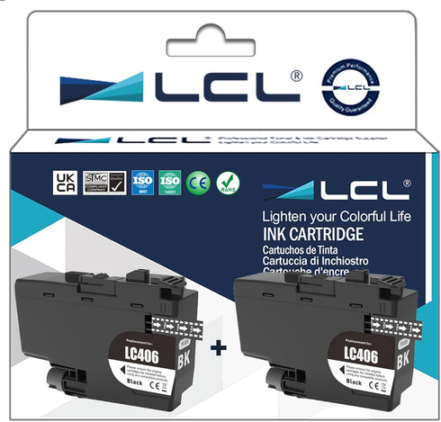 LCL Compatible Pigment Ink Cartridge Replacement for Brother LC-406 MFC-J4335DW MFC-J4345DW (2-Pack Black)