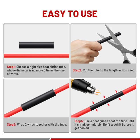 RED WOLF 320 PCS Heat Shrink Tubing, 3:1 Ratio Adhesive Lined, Marine Grade for Electrical Cable Insulation