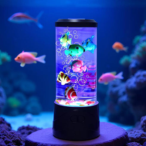 Bubble Fish Lamp Electric Fish Tank Table Lamp Fake Aquarium with Color LED Changing Light Gift for Kids Men Women Home