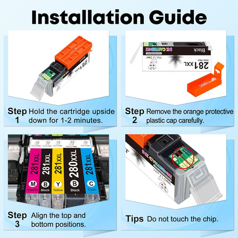 PGI-280XXL PGBK Black Ink Cartridges Compatible for Canon 280 281 for TR8620A TR8520 TR7520 TS9120