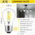 Gozelux A15 Bulbs, Bulbs, Dimmable, E26 6W (60W 5000K 700LM, 6 Pack LED Vintage Edison Clear Glass, Medium Base