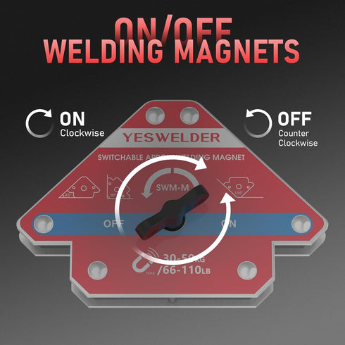 YESWELDER Switchable Arrow Welding Magnet, 66-110 LBs On/Off Switch Magnetic Holder