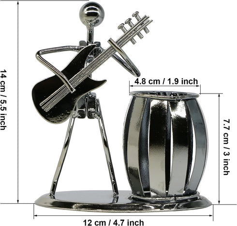 Guitar Pen Holder, Creative Desktop Accessories, Multipurpose Metal Desk Pencil Holder for Gifts and Office