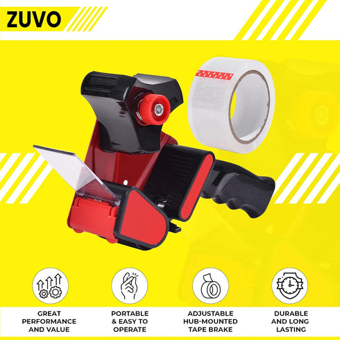 Heavy Duty Tape Gun Dispenser with 6 Clear Packaging Tapes, 48cm X 66m for Moving Boxes and General Packing