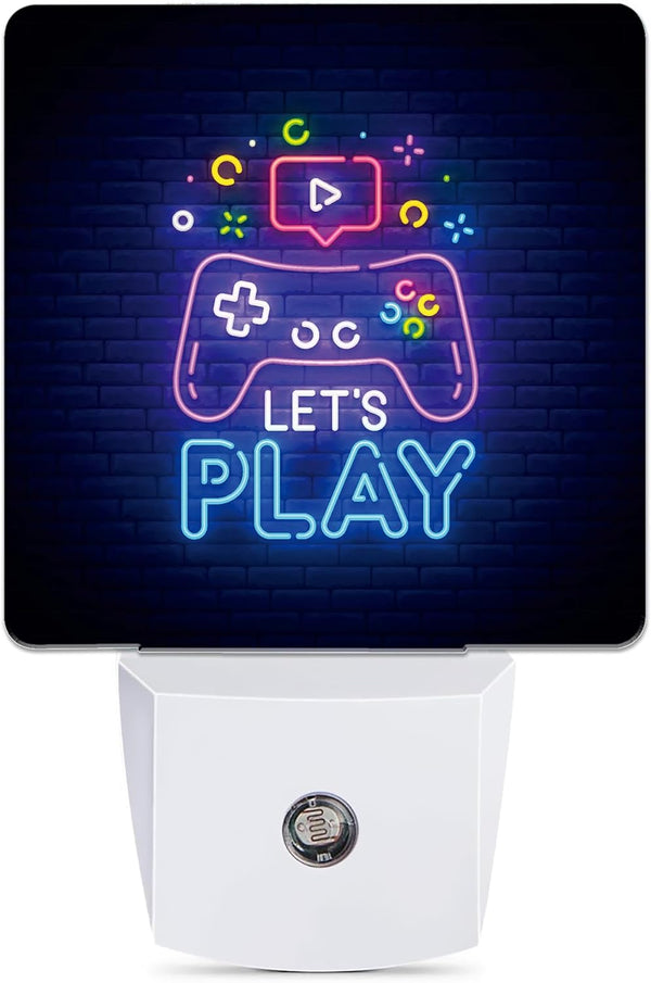 Game Neon Night Light, Let's Play Game Night Lights Plug into Wall