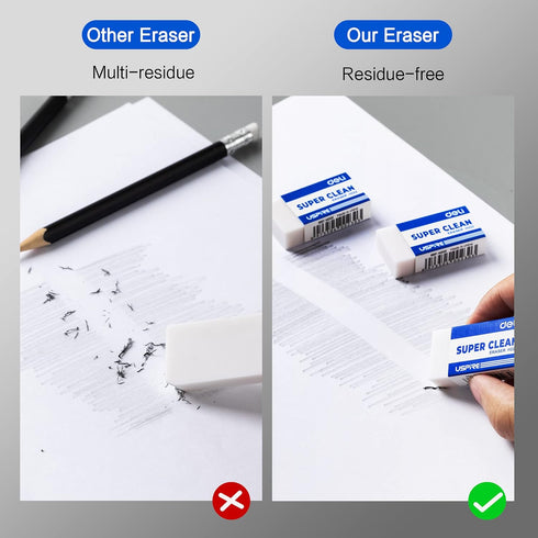 Deli Pencil Erasers, 10 Pack of Large White Erasers for Drawing and Kids