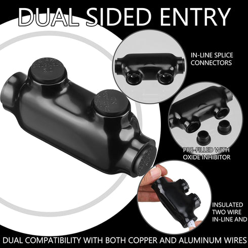 5 Pcs Insulated Wire Connectors - Black Splice Connector, Multi Cable Connector with Oxide Inhibitor