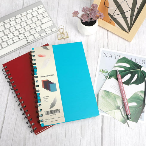 EOOUT 6pcs Hardcover Spiral Notebook, College Ruled, 5.5x8.5 Inches, 100GSM Thick Paper, Assorted Jewel Tone Colors