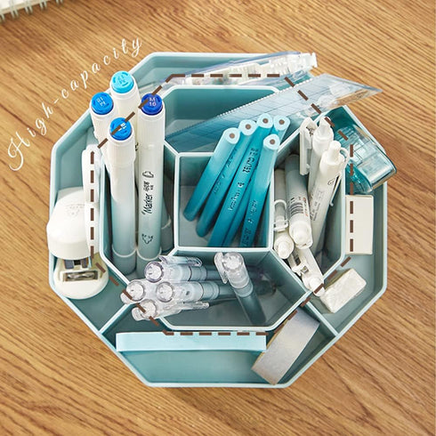 kaileyouxiangongsi Rotating Art Supply Storage Organizer, Pencil Holder with 9 Compartments for Kids Art Desk