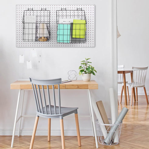 meekoo 2 Pcs Pegboard Baskets with 4 Pegboard Hooks, 12.4 x 7.5 x 12.8'', Peg Board Organizer for Garage Storage