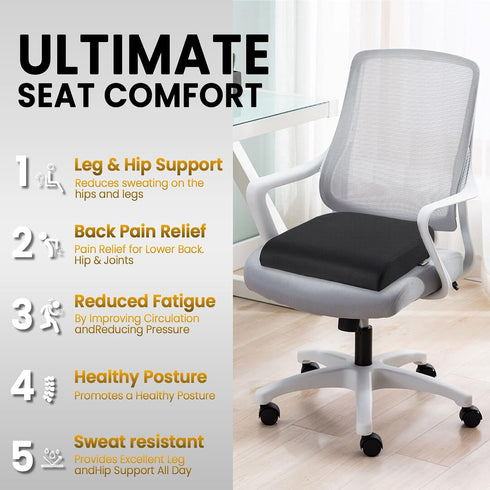 Tailbone Gel Seat Cushion - Memory Foam Cushion for Office Chair, Car Seat, and Wheelchair - Ergonomic Gel-Infused