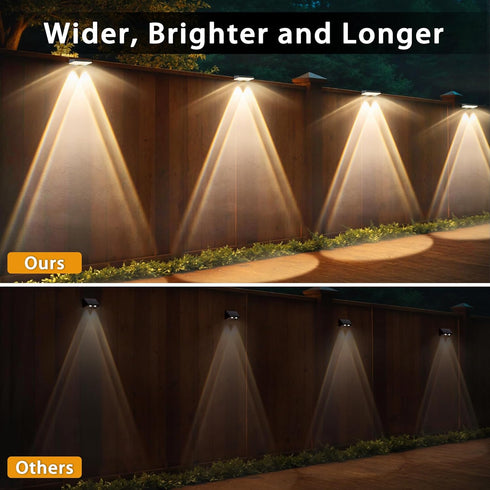 8 Pack 7 IP67 12+ Solar Fence Lights Outdoor - RGB Fence Lights Solar Powered, Color Modes & Warm White, Waterproof