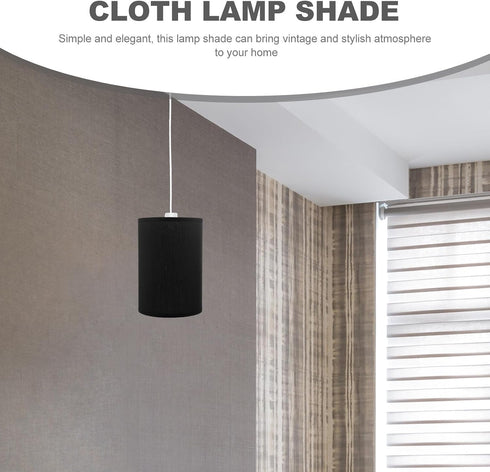 E27 Round Lamp Shade for Table and Floor Lamps, Socket Compatible, Black Decorative Lampshade Cover, Modern Small Size