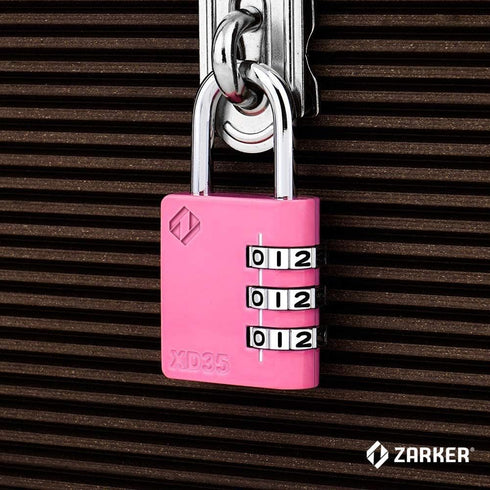 ZarkerXD35 3-Digit Combination Lock, Padlock for School, Gym, Sports Locker, Outdoor Storage (1-Pack, Pink)