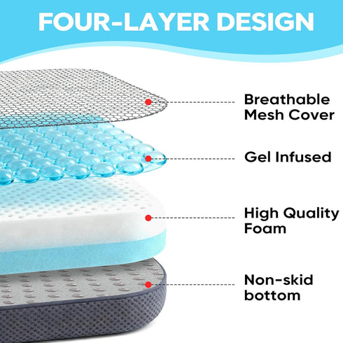 Tailbone 6"-Black Thick Chair Cushions, Office Booster Seat Cushion to Pain Relief, Non Slip Memory Thick Foam Cushion
