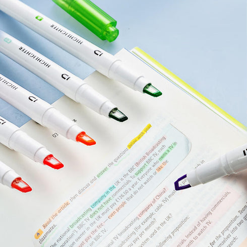 M&G 6 Pcs Cute Dual Tip Highlighters, Rainbow Color No Bleed Quick Dry Chisel Tip for School, Office, Bible Notes