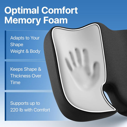 CJACSOC Seat Cushion, Extra Large Memory Foam Cushion for Office Chair Cushions, Ergonomic Cushions Pad Pillow
