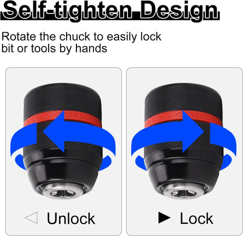 YWBL-WH Keyless Hand Drill Chuck, 1/2-20UNF Mount, 1~13mm Self-tighten Multi-Purpose Drill Chuck