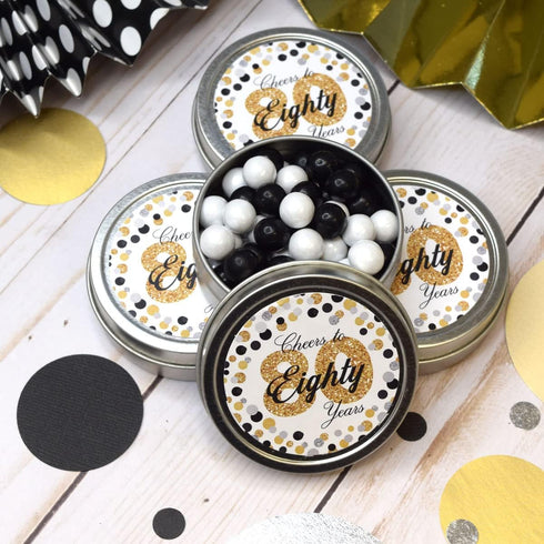 Cheers to 80 Years Party Sticker Labels - 40 2" Circle Stickers by AmandaCreation for Party Favors