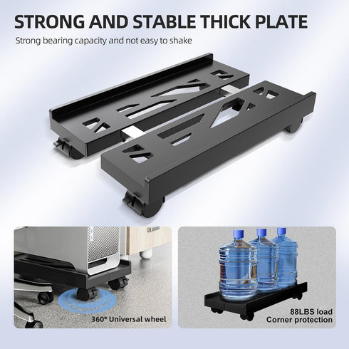 4 Adjustable Mobile CPU Stand, Ventilated Computer Tower Stand with Caster Wheels Fits Most PC Tower, Under Desk CPU