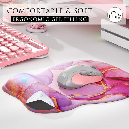 MROCO 9.4 8.1 Ergonomic Mouse Pad with Gel Wrist Rest, Smooth Wrist Support Surface, Non-Slip PU Base for Pain Relief