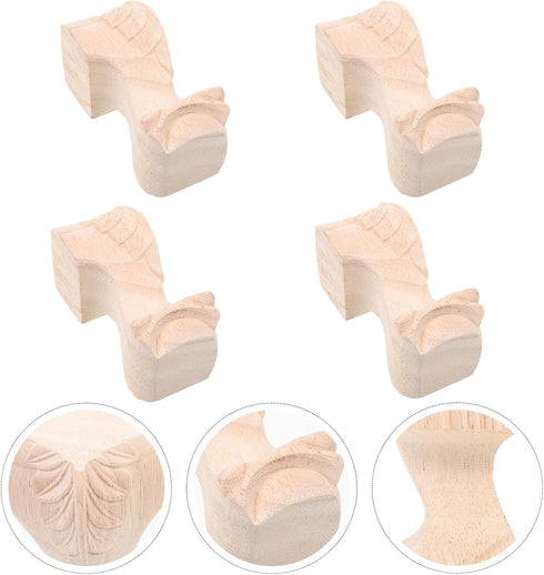 Set, 12x6cm, 4pcs ARTIBETTER Wooden Table Legs and Chair Feet Rubberwood Carved Furniture Legs Replacement Sofa, Coffee