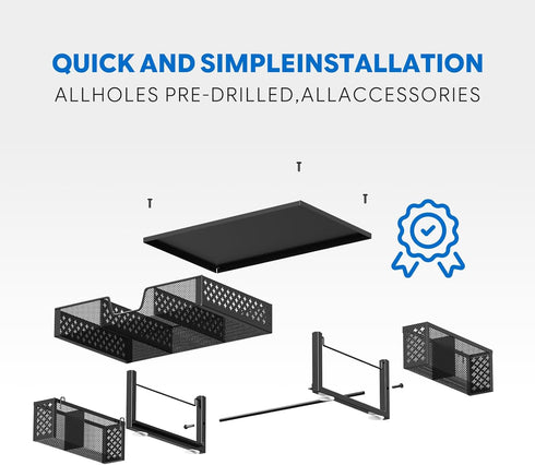 Simple Trending Desk Organizer and Accessories, Computer Metal Monitor Stand Riser with Drawer and Pen Holder