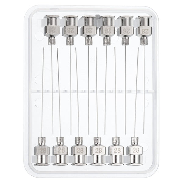 PATIKIL 28Ga x 1.5 Inch Stainless Steel Dispensing Needle Tips, 12Pcs Blunt Tips for Thick Glue