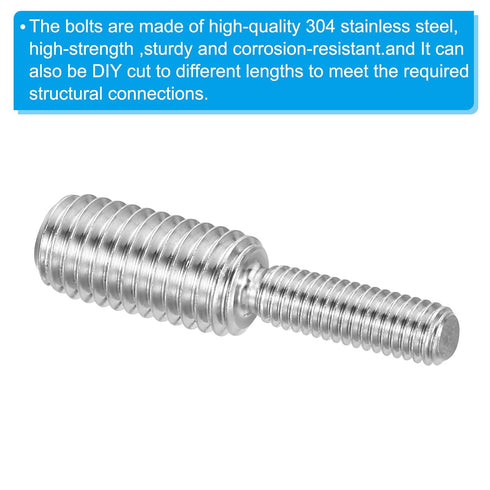 PATIKIL M6x20mm to M10x20mm Double End Threaded Stud Screw Bolt, 10 Pack 304 Stainless Steel Rod Bolts Thread Reducer