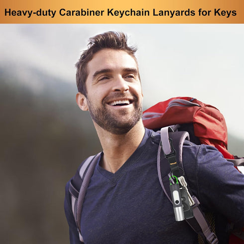DELSWIN Heavy Duty Wristlet Keychain Lanyards with Carabiner and Key Ring - Black