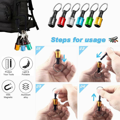 1/4 inch Hex Shank Bit Holder, 6pcs Quick Release Drill Bit Holder for Impact Driver, Portable Screwdriver Bits Holder