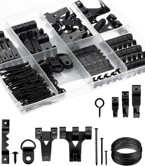 Mr. Pen Picture Hanging Kit, 220pc Black, Wall Hangers, Picture Hooks, Nails, Frame Hanging Hardware